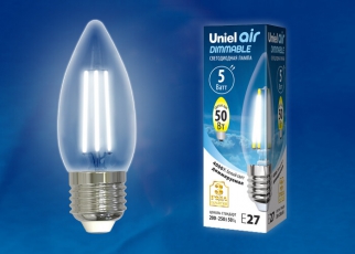Лампа светодиодная LED-C35-5W/NW/E27/CL/DIM GLA01TR LED диммируемая. 