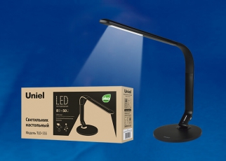 Светильник настольный TLD-555 Black/LED/500Lm/5500K/Dimmer/USB 8W сенсор Черный | UL-00003648 | Uniel