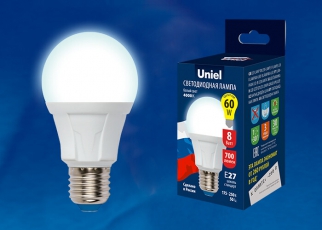 Лампа светодиодная LED-A60 8W/DW/E27/FR PLP01WH LED. 