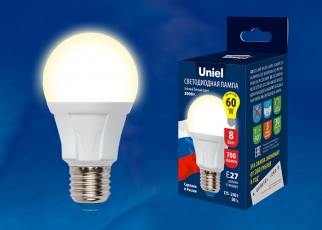 Лампа светодиодная LED-A60 8W/WW/E27/FR PLP01WH LED. 