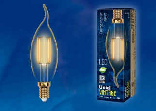 Лампа светодиодная LED-CW35-5W/GOLDEN/E14 GLV21GO LED Vintage. «свеча на ветру», золотистая колба | UL-00002397 | Uniel