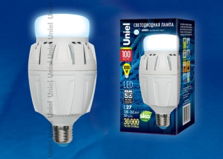 Лампа светодиодная LED-M88-100W/DW/E27/FR ALV01WH LED мощная с мат. рассеивателем. Материал корпуса алюминий. 6500К. Серия Venturo. . | 09508 | Uniel