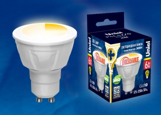 Лампа светодиодная LED-JCDR 6W/WW/GU10/FR/DIM PLP01WH LED, димм.. «JCDR», мат, серия Яркая, пр-во Россия, 3000К | UL-00003990 | Uniel