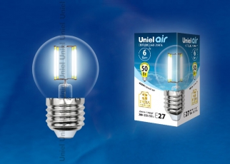 Лампа светодиодная LED-G45-6W/NW/E27/CL GLA01TR LED. 
