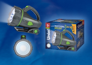 Фонарь прожекторный S-SL011-BA Black «Professional spotlight3 max », пласт, 3 Watt LED, короб, 3.6V 1200mA Ni-MH battery в/к, черн | 03489 | Uniel