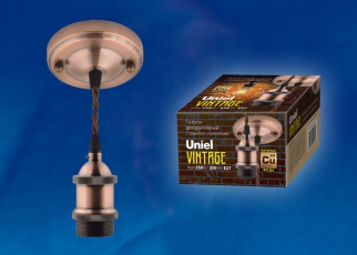 Патрон декоративный DLC-V-S22K/E27 TS/1,5M/BL BRONZE «Vintage», с проводом и креплением. медь. цвет бронза | UL-00002824 | Uniel