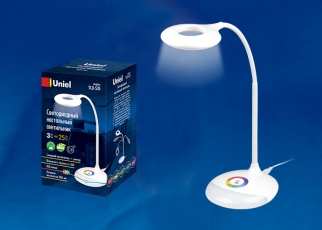 Светильник настольный TLD-535 White/LED/250Lm/5500K/Dimmer с ночником RGB 4W акк 1800mAh сенсор Белый | UL-00001496 | Uniel