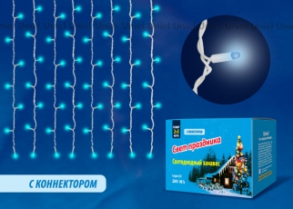 Занавес светодиодный со статическим свечением ULD-C2030-240/SWK BLUE IP67 3х2м соед. 240 диодов. синий свет. шнур белый | UL-00001363 | Uniel