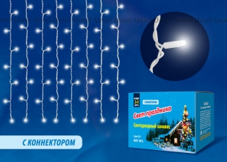 Занавес светодиодный с эффектом мерцания, ULD-C2030-240/TWK WHITE IP67 3х2м соед. 240 диодов. белый свет. шнур белый | UL-00001356 | Uniel