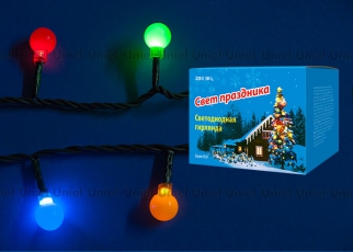 Гирлянда светодиодная с контр. Разноцветные шарики ULD-S0280-020/DGA MULTI IP20 COLORBALLS 20 диодов L=28 мультиколор IP20 шнур зел| 11093 | Uniel