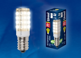 Лампа светодиодная LED-Y16-4W/WW/E14/CL PLZ04WH LED для холод.и швейных машин. Прозрачная колба. Цвет свечения теплый белый.Упаковка|UL-00000179|Uniel