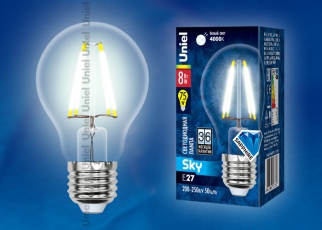 Лампа светодиодная LED-A60-8W/NW/E27/CL PLS02WH LED. 
