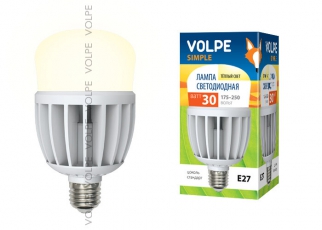 Лампа светодиодная LED-M80-30W/WW/E27/FR/S LED мат., корпус термопластик, 3000К Серия Simple | 10810 | Volpe