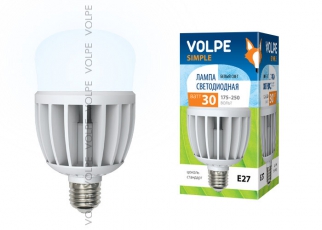 Лампа светодиодная LED-M80-30W/NW/E27/FR/S LED мат., корпус термопластик, 4000К Серия Simple | 10811 | Volpe